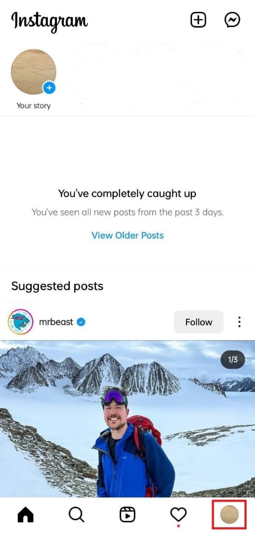 Tap on your profile icon 