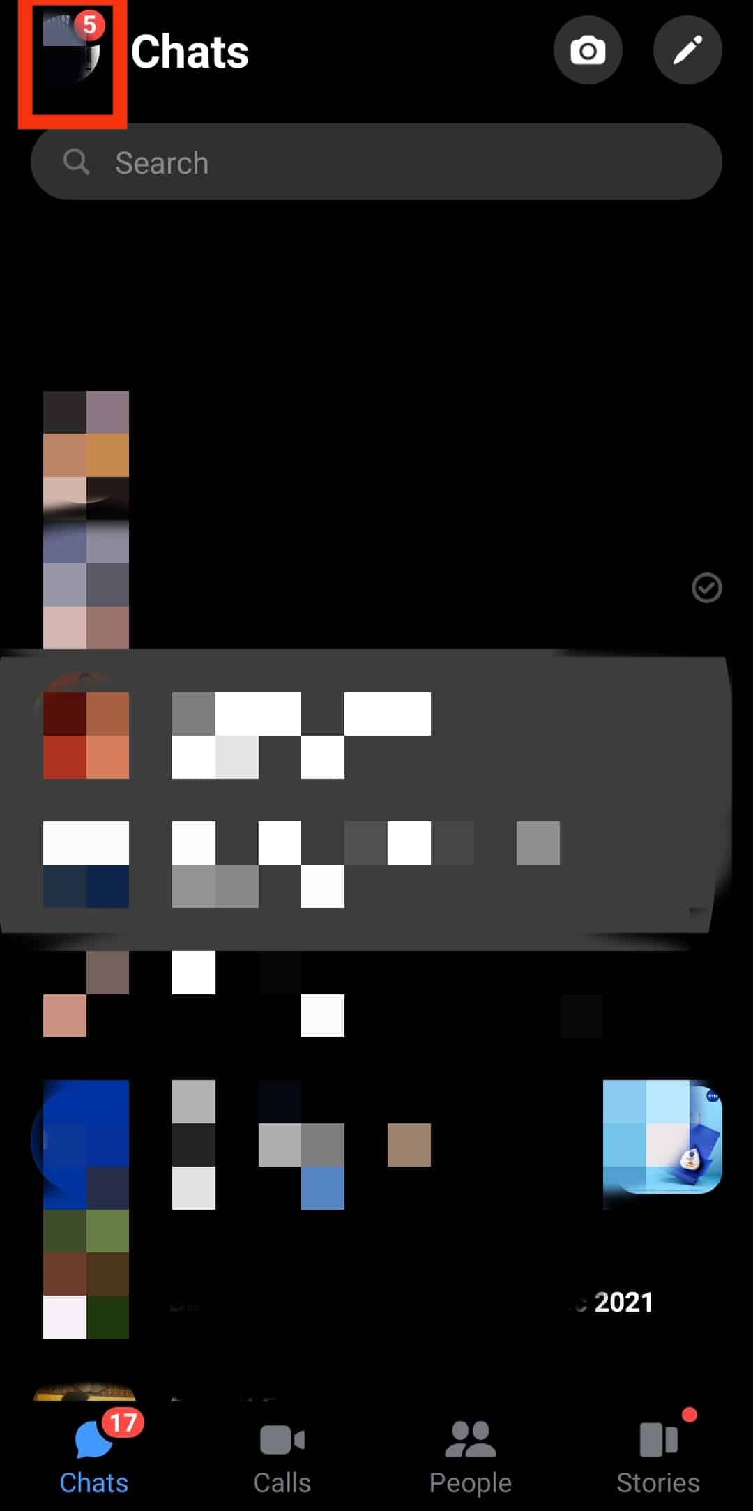 Tap on your profile photo to continue. | How to Turn ON/OFF Chat Heads on Messenger