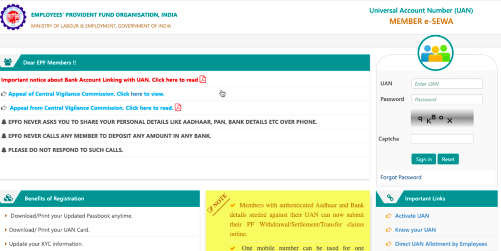 How to link bank details with PF account online.