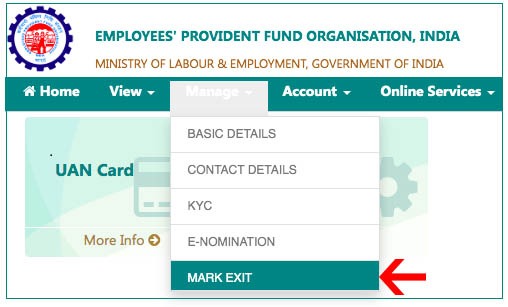 how to update date of exit in epf without employer
