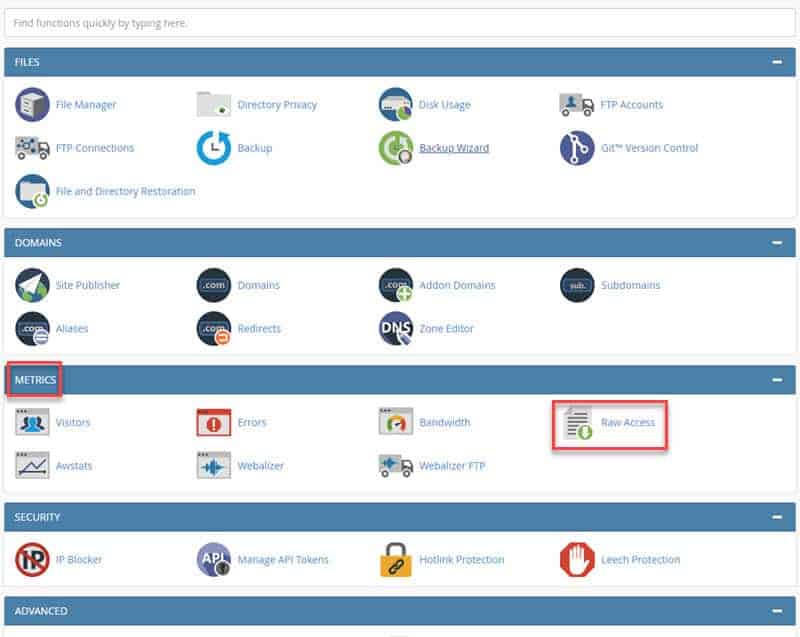 Where to find Apache log files in cPanel.