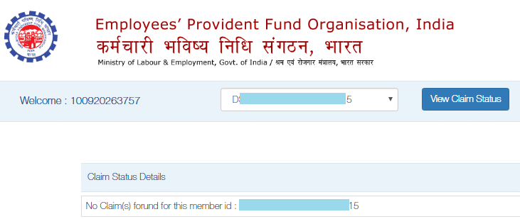 No Record Found In PF Claim Status