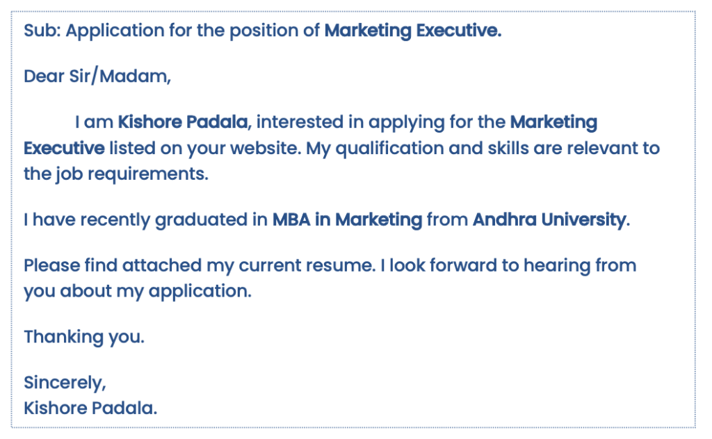 simple job application for freshers