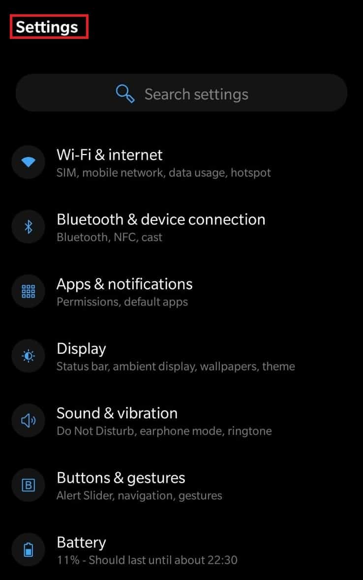 Go to the phone settings.