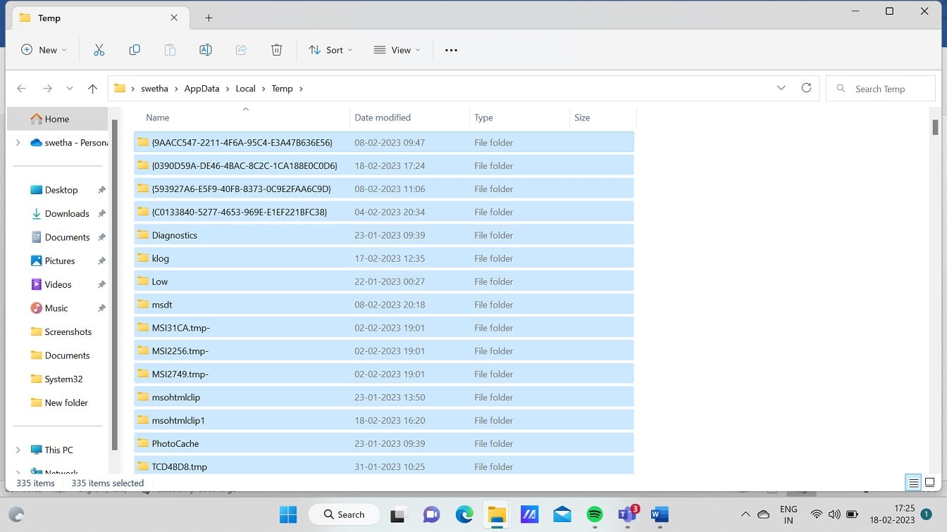 Press Ctrl and A keys on your keyboard to select all the files. | Why is Windows 11 Suddenly So Slow and How to Fix It?