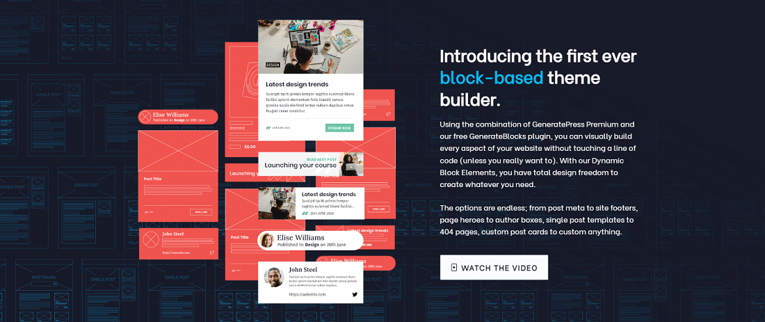 GeneratePress theme with GenerateBlocks plugin add-on can create almost any type of website.