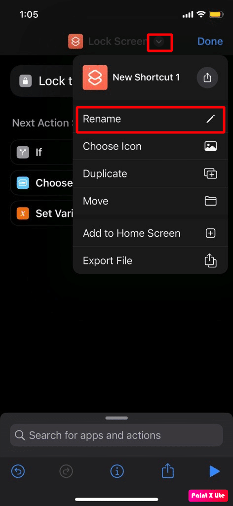 tap on rename