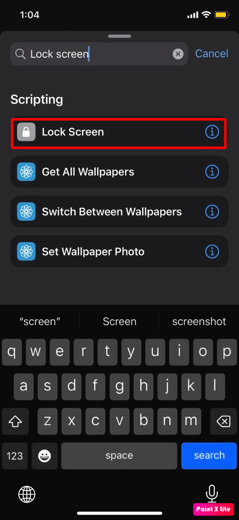 tap on lock screen option