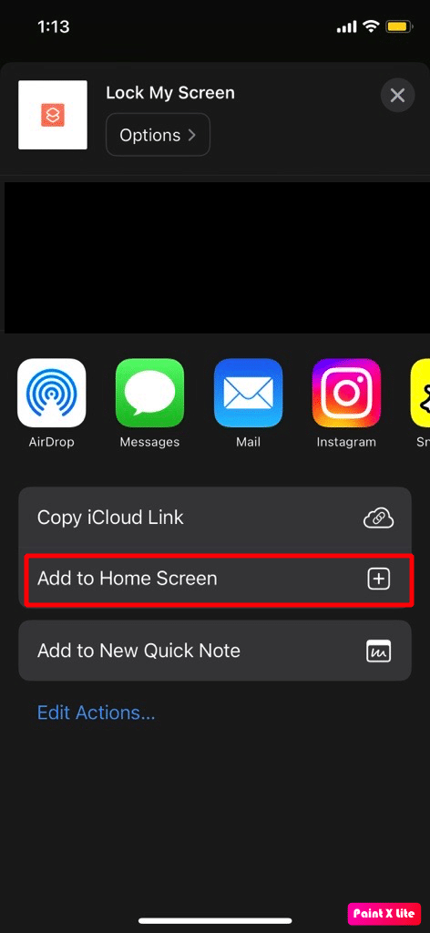 tap on add to home screen option