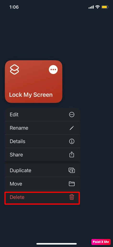 choose delete option | How to Use New Lock Screen Shortcut in iOS 16.4