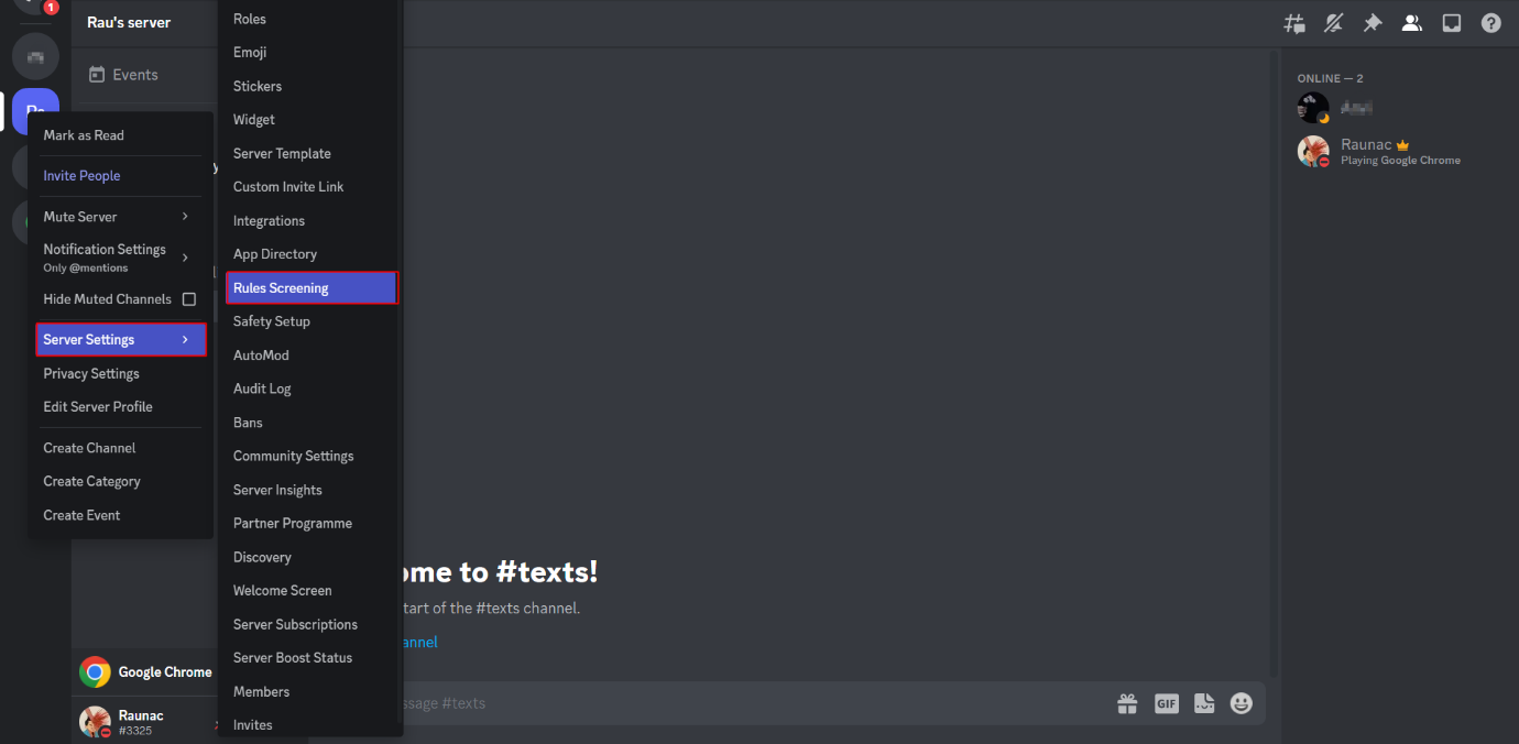 Rules screening option in Server settings. Fix Discord Channel Verification Too High