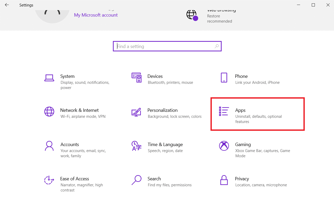 Click on Apps from the given tiles