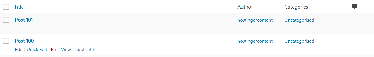 The Duplicate button in the WordPress dashboard