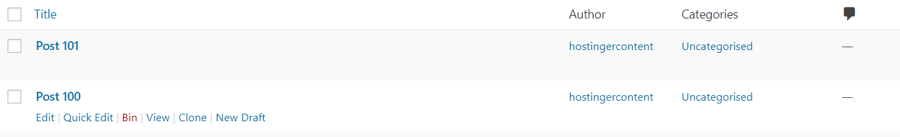 The Clone and New Draft buttons in the WordPress dashboard