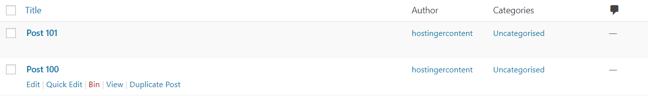 The Duplicate Post button in the WordPress dashboard