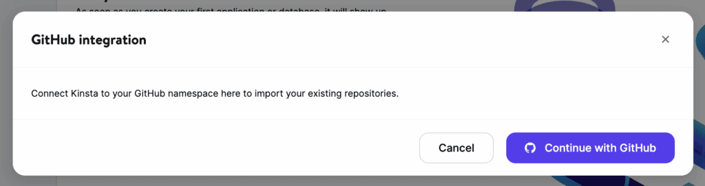 A modal window that says