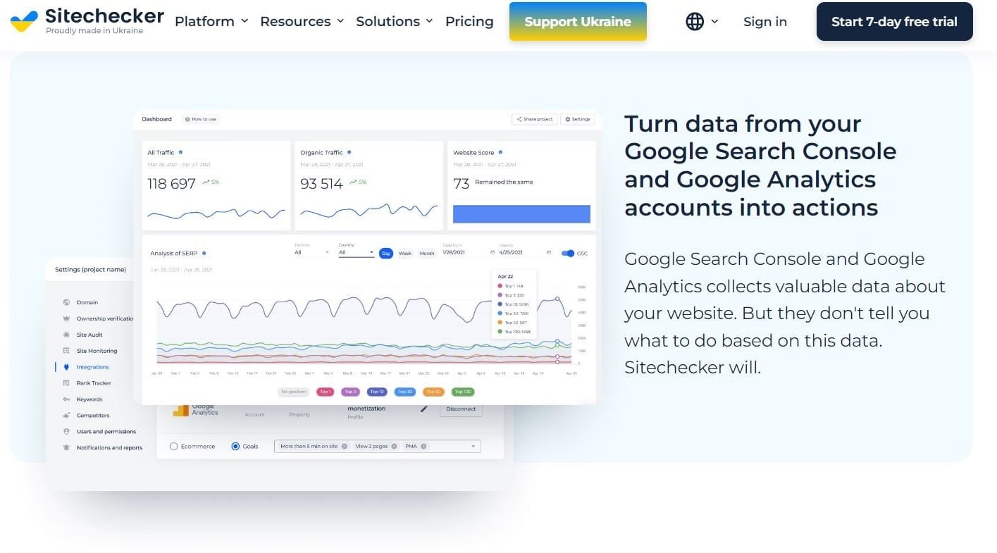 The Sitechecker homepage with the tagline