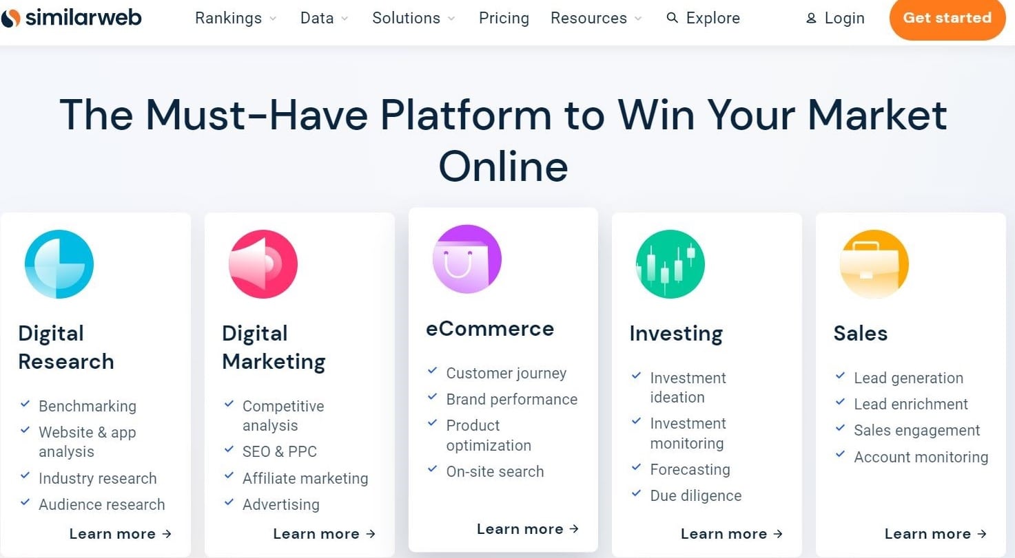 The Similarweb homepage with the headline
