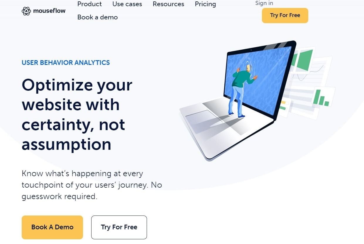The Mouseflow homepage with the tagline