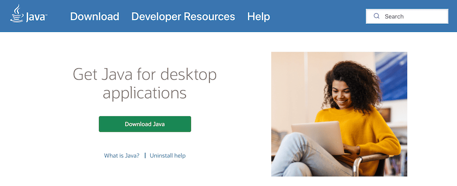The Java homepage.