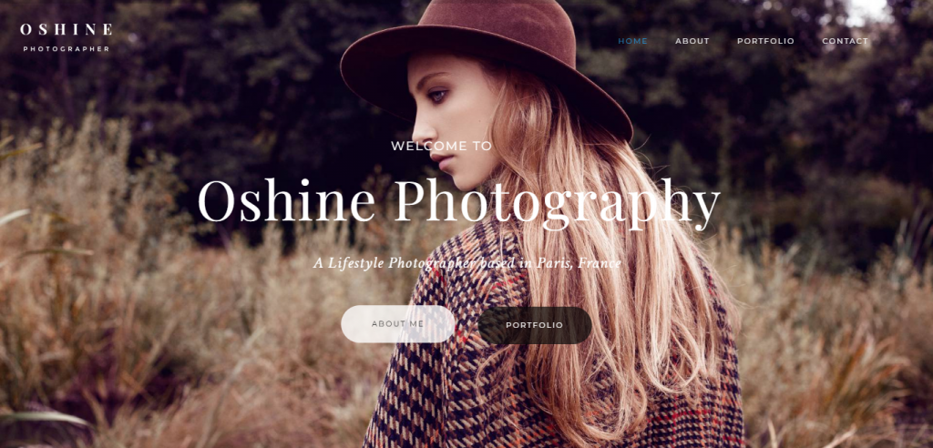 Oshine WordPress photography theme