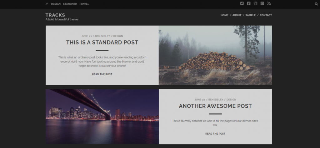 Tracks WordPress photography theme