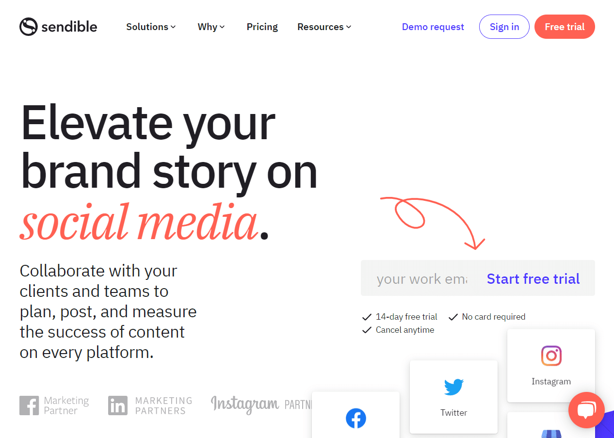 Sendible homepage