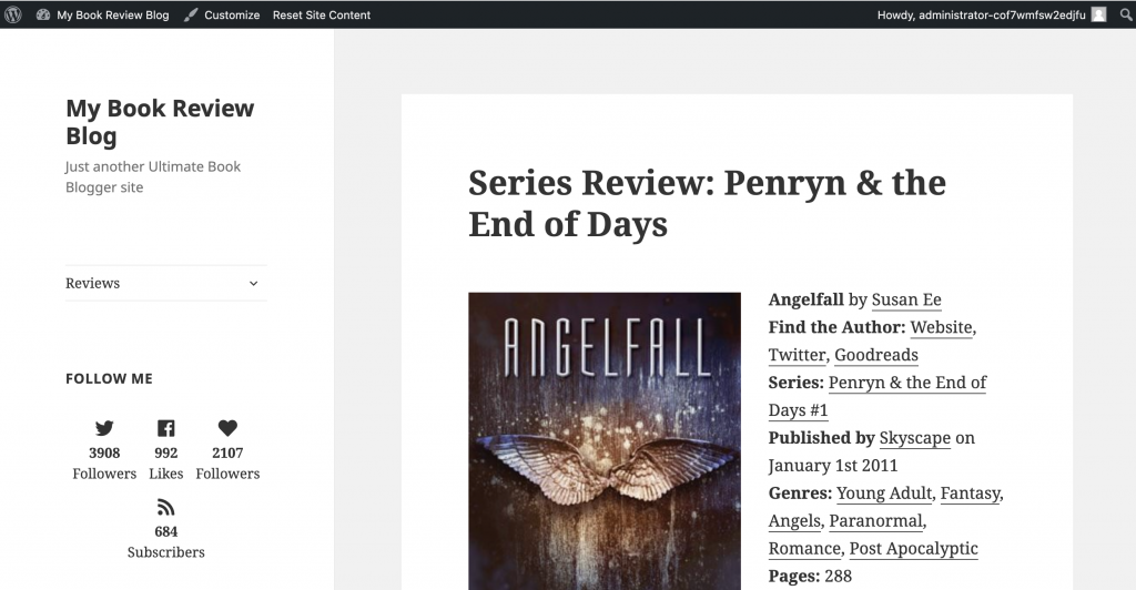 Ultimate Book Blogger plugin demo mode
