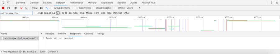 Chrome consol reports admin-ajax.php 
