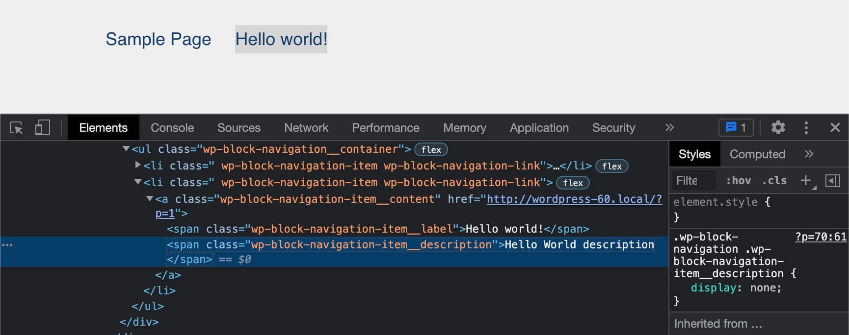 The Navigation Link description appears after the link's label.