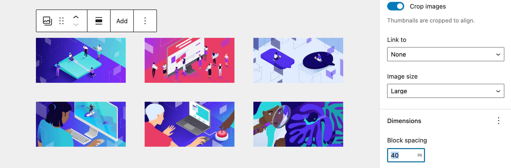 Images with block spacing.