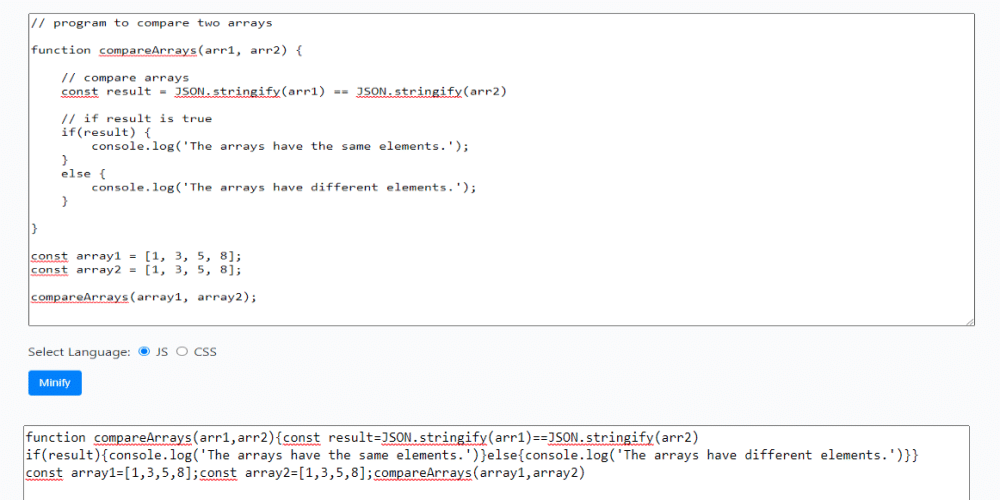 Minifier.org JavaScript Minifier while minifying JavaScript