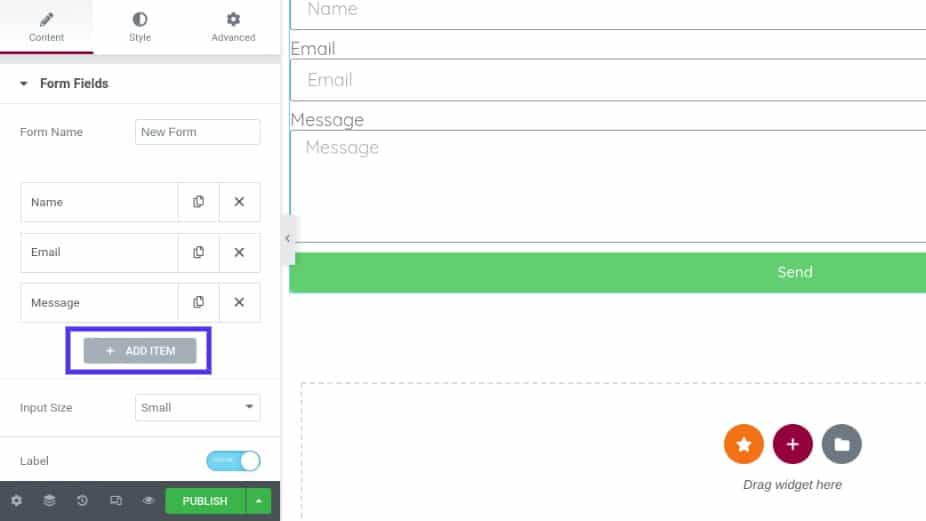 Customize the form by adding an item