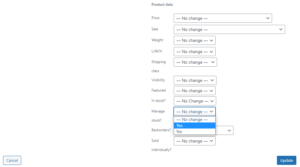 Bulk managing stock quantities.
