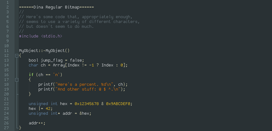 Dina font markup