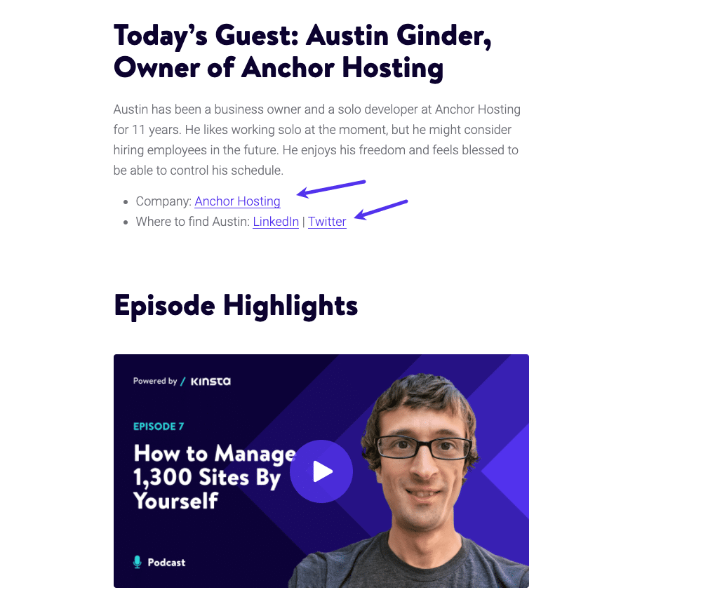 Example of how to build links through podcasts