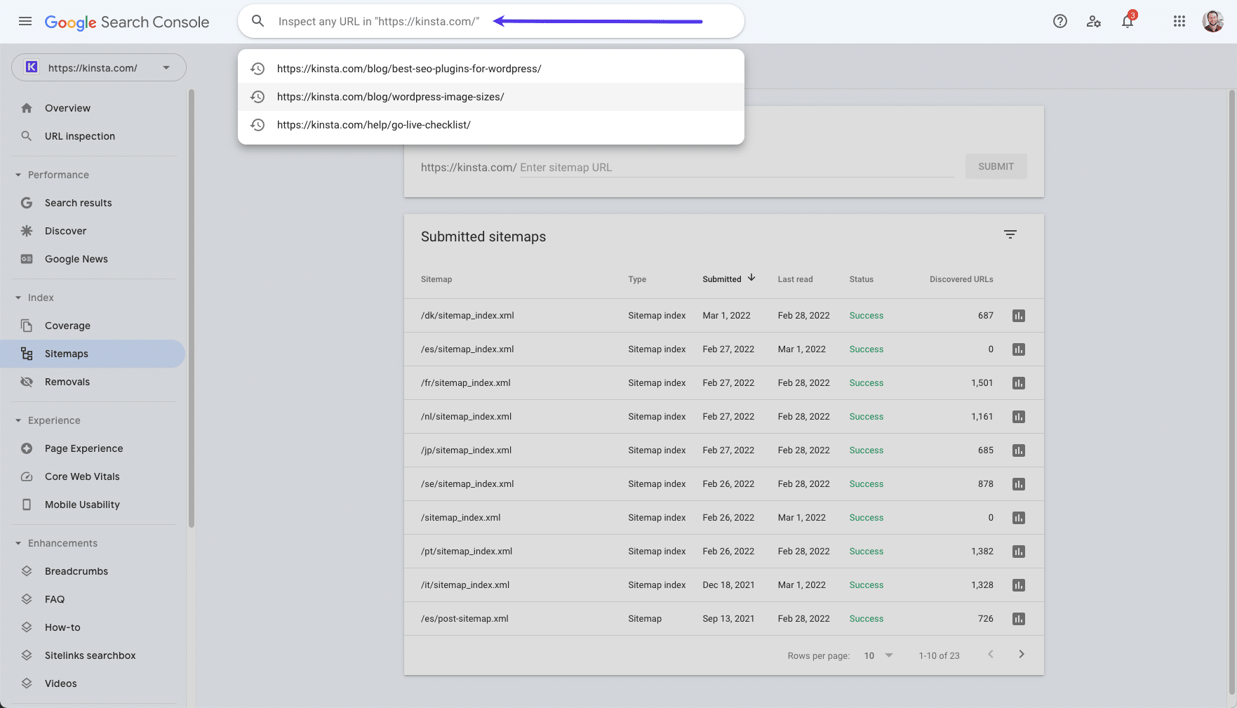 The URL Inspection tool in Google Search Console