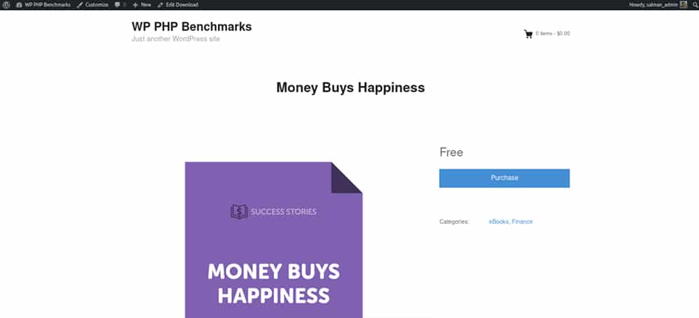 The tested page for WordPress 5.9-RC2 + Easy Digital Downloads 2.11.4.1-PHP Benchmarks
