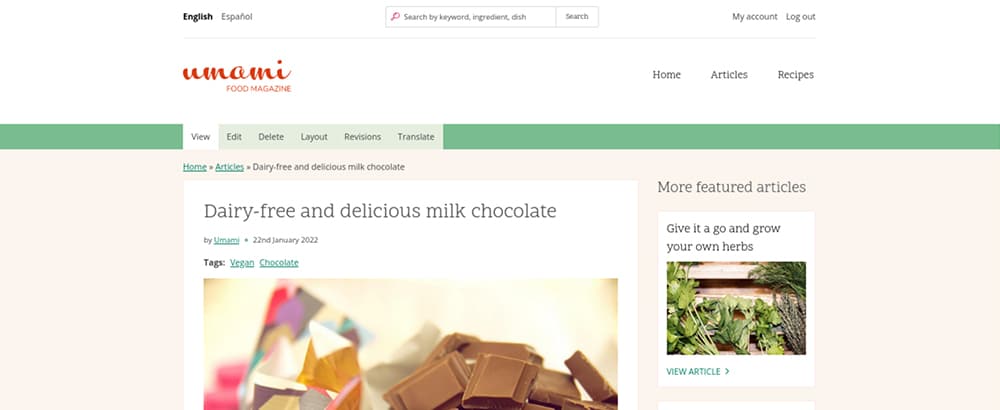 A screenshot of the tested Drupal page.