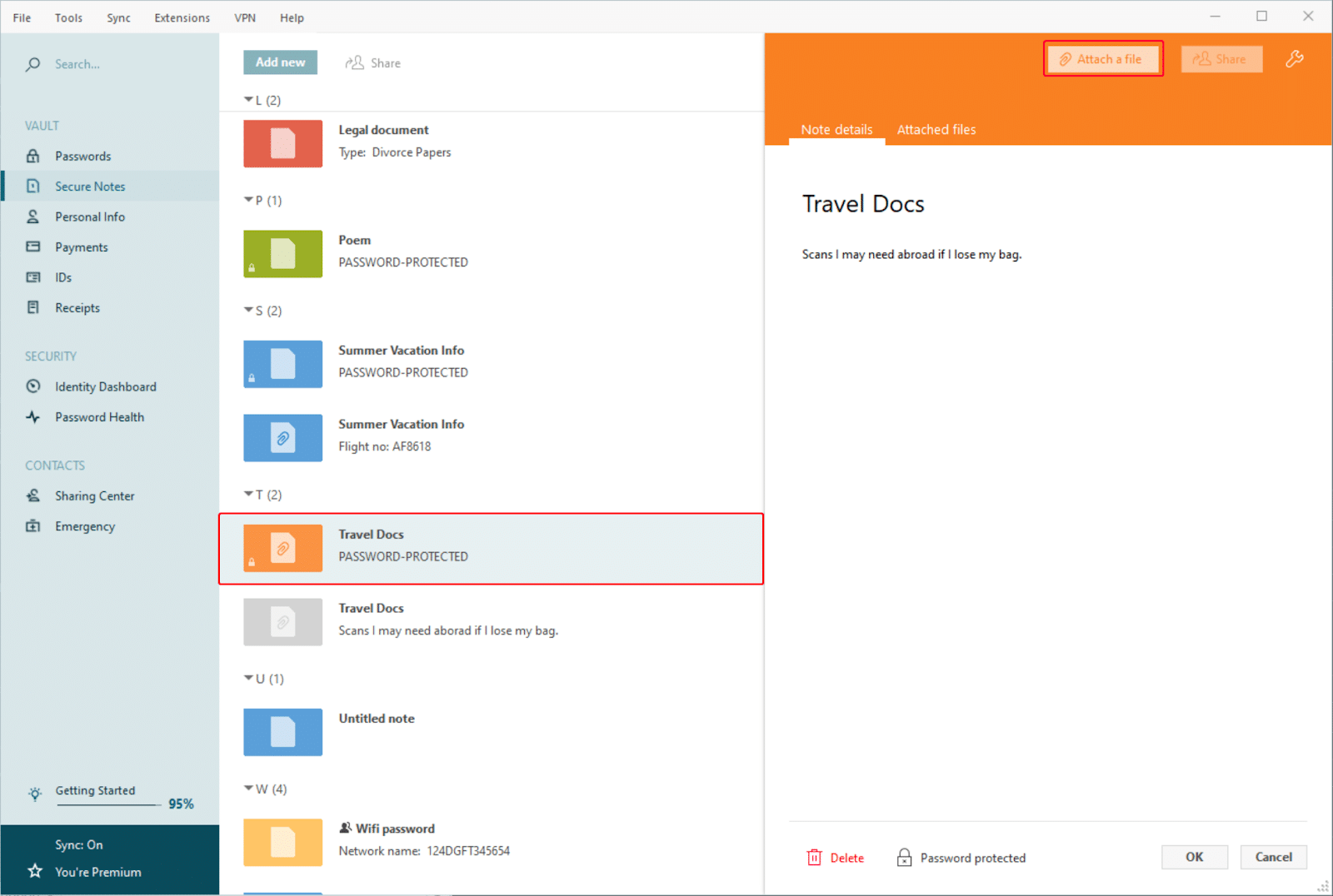 Dashlane’s secure file storage tool