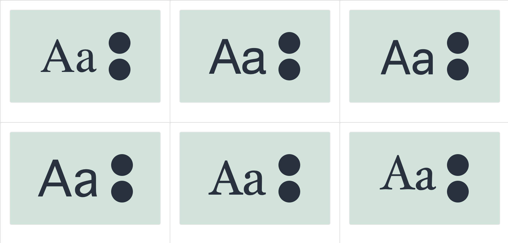 Six different previews of the same text (