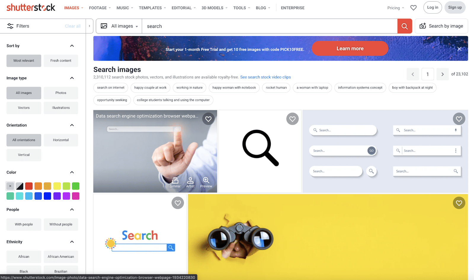 Use Shutterstock to find stock images.