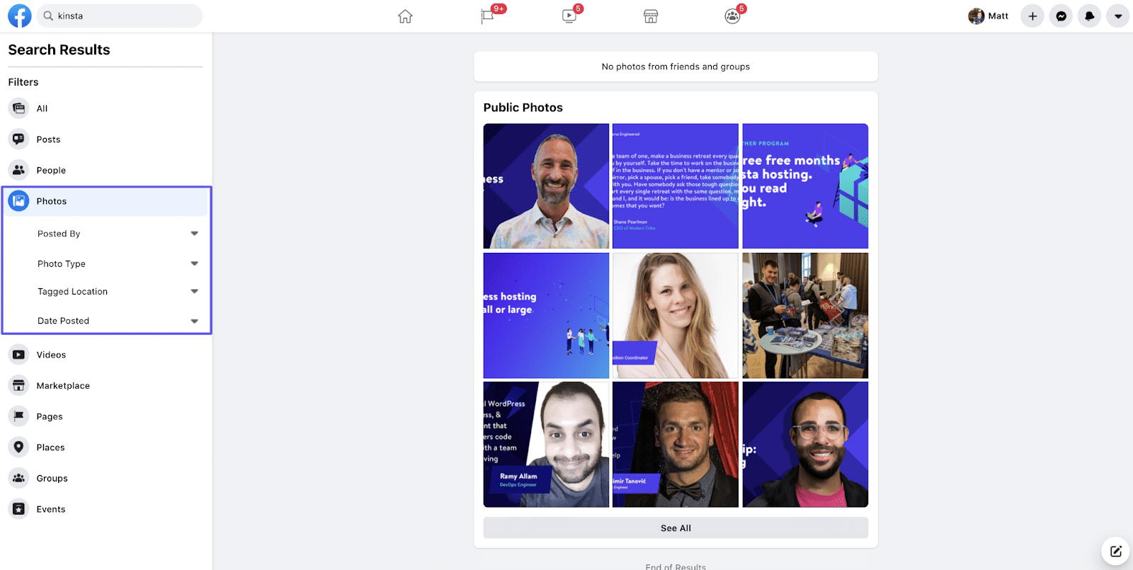 Searching images on Facebook.