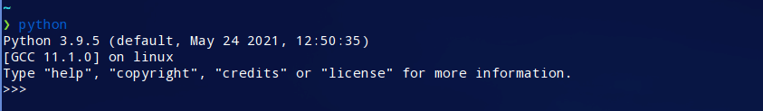 Python 3.9  shell running on Linux OS