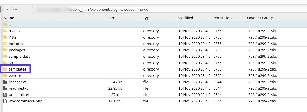 woocommerce templates folder