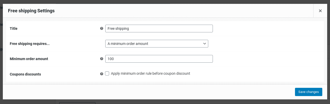 free shipping settings