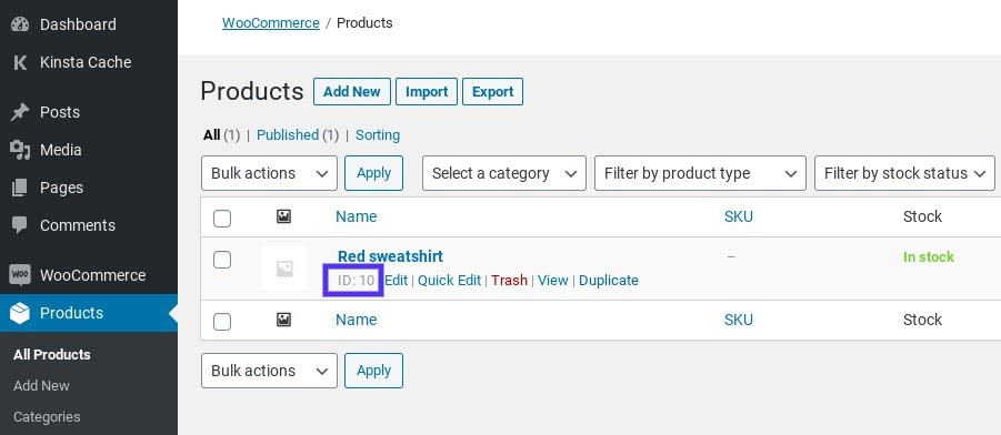 woocommerce product id