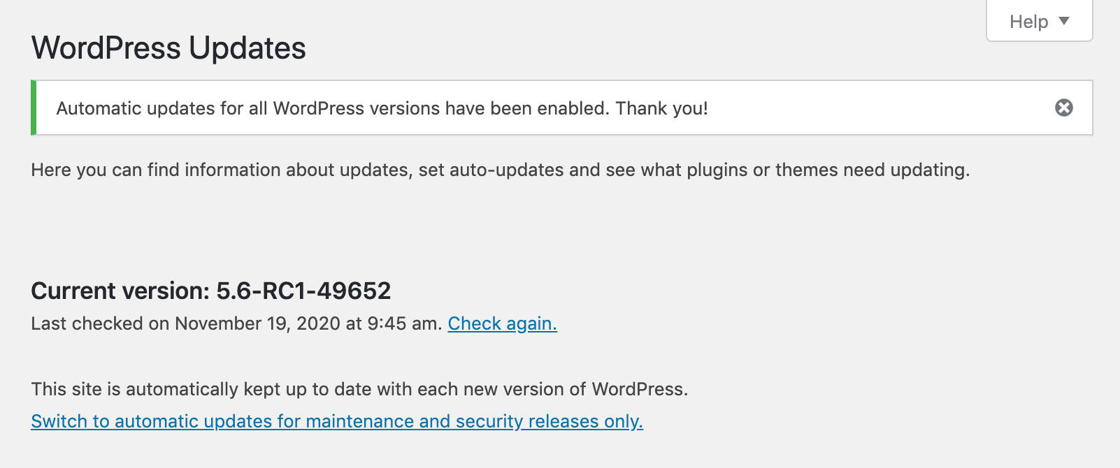 Disable automatic updates