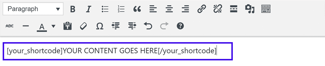 An example of a Shortcode in the Shortcode Block