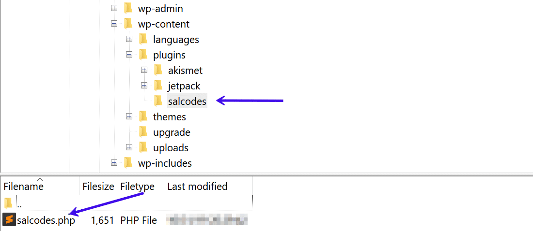 An image showing where to place your plugin file in WordPress directory structure